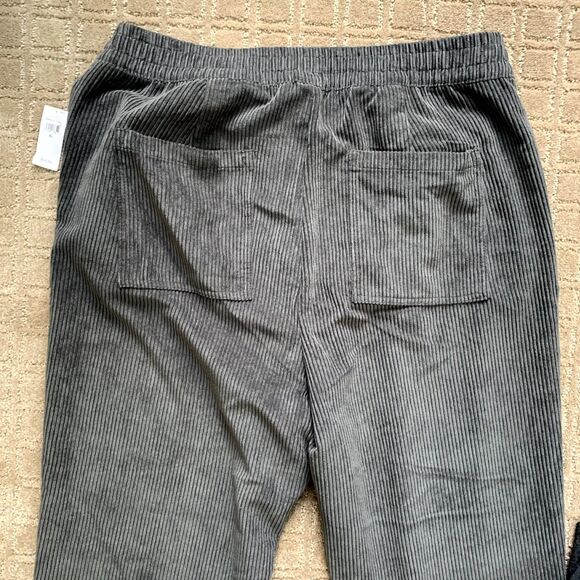 GAP Baggy Corduroy Pants Elastic Waist Women's XL Gray Wide Pull On Pleated NWT - Picture 6 of 10